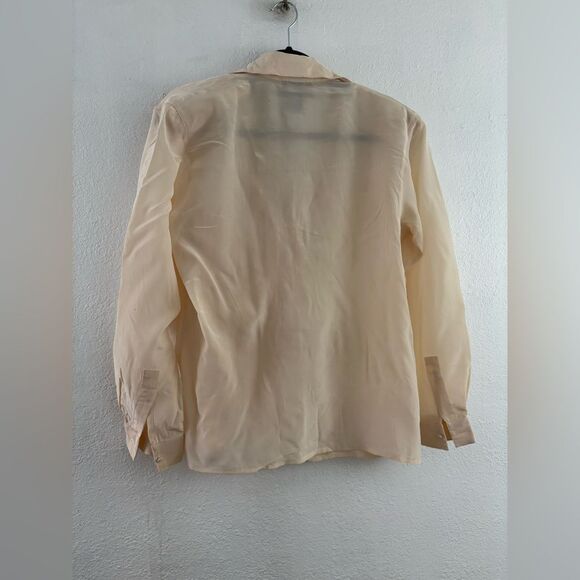 Suzelle Vintage 100% Silk Beige Embroidered button down blouse size 6 - Picture 8 of 8